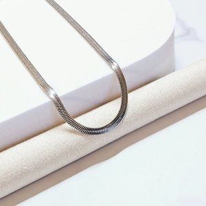 🌷 Stainless Steel Flat Chain Choker Necklace